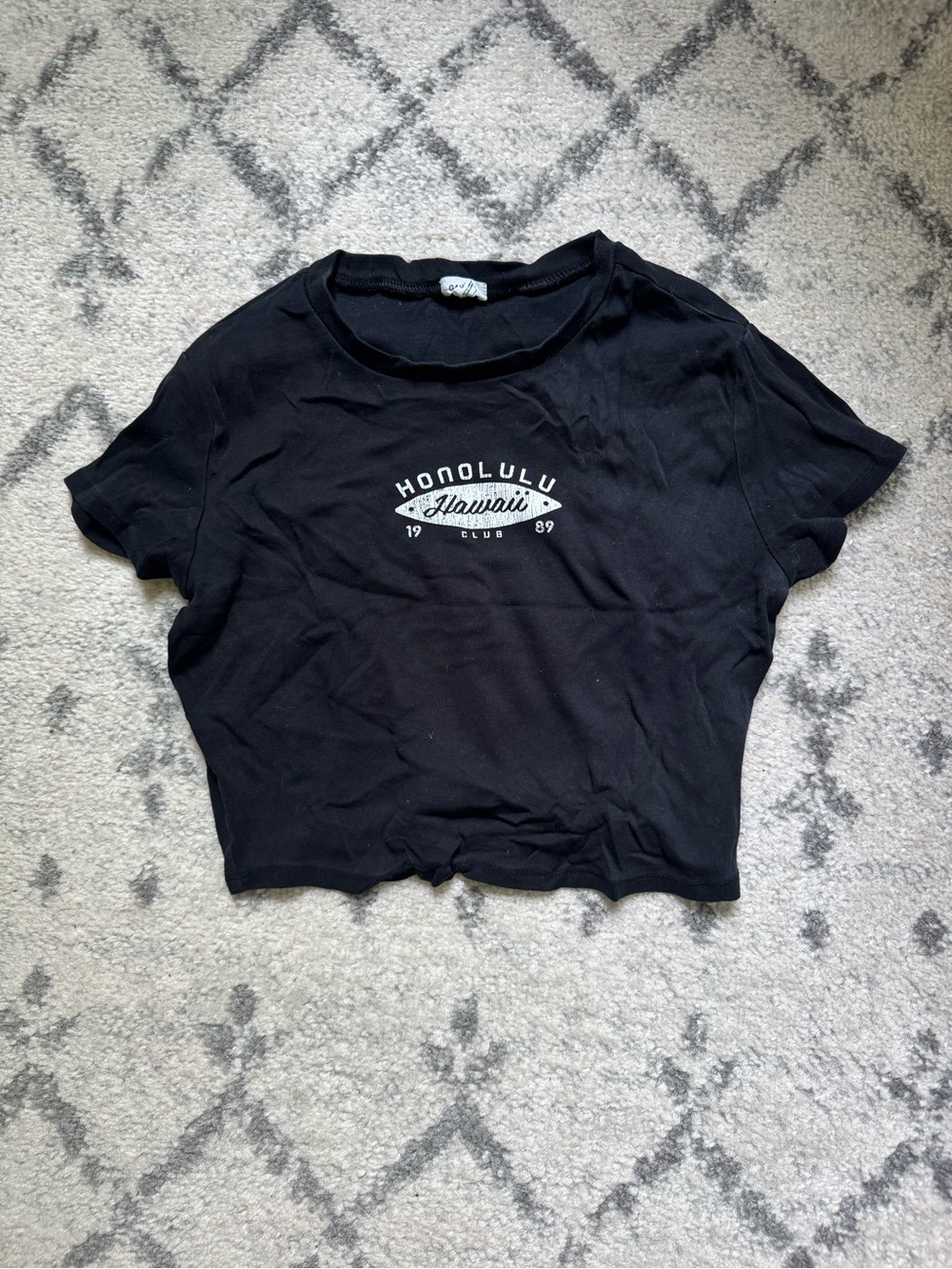 Garage Black Honolulu Hawaii Graphic Crop Top